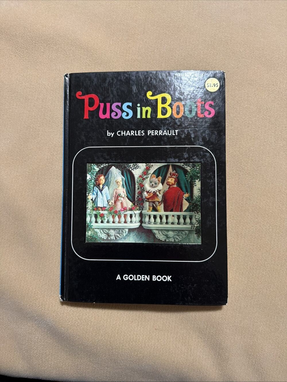 Vintage Book Puss in Boots Charles Perrault Golden Press Lenticular Cover 1969